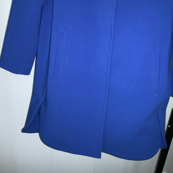Ann Taylor Cobalt Blue covered snap front pea coat Sz XS tulip hem pockets lined - Picture 2 of 6
